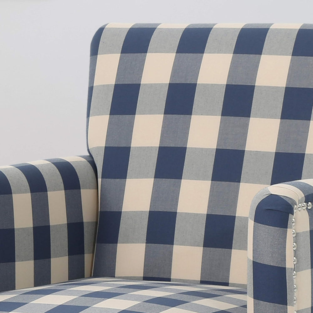 Christopher Knight Home Evete Tufted Fabric Club Chair, Blue Checkerboard, Da...