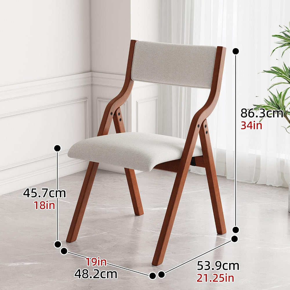 Ball & Cast Upholstered Folding Dining Chairs Set of 2, Foldable Wooden C...