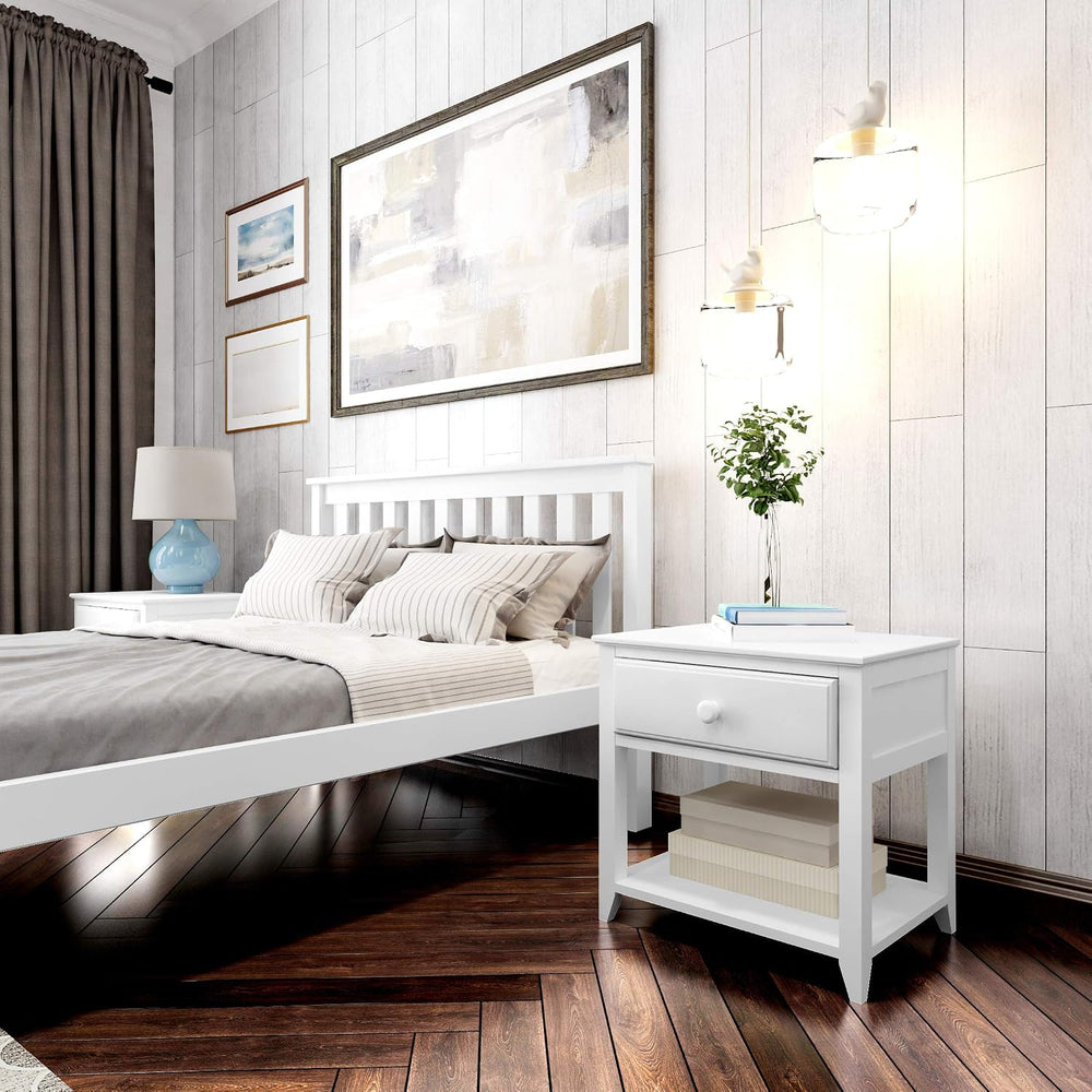 Plank+Beam Nightstand with Drawer and Shelf, White