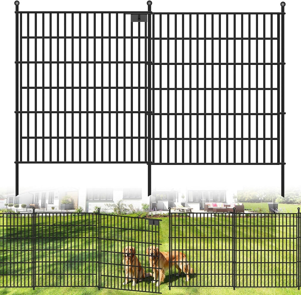 Toolterritary 10 Panels No Dig Garden Fence with Gate, 40 in(H) X 24.2 ft(L) ...