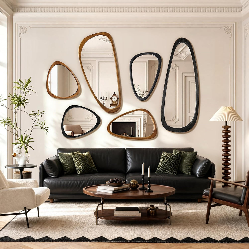 Trsury 24"x19" Solid Wood Asymmetrical Mirror (Natural Wood)