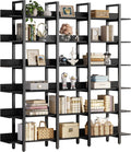 IRONCK Book Shelf Triple Wide Bookshelves 6 Tiers with Back Fence