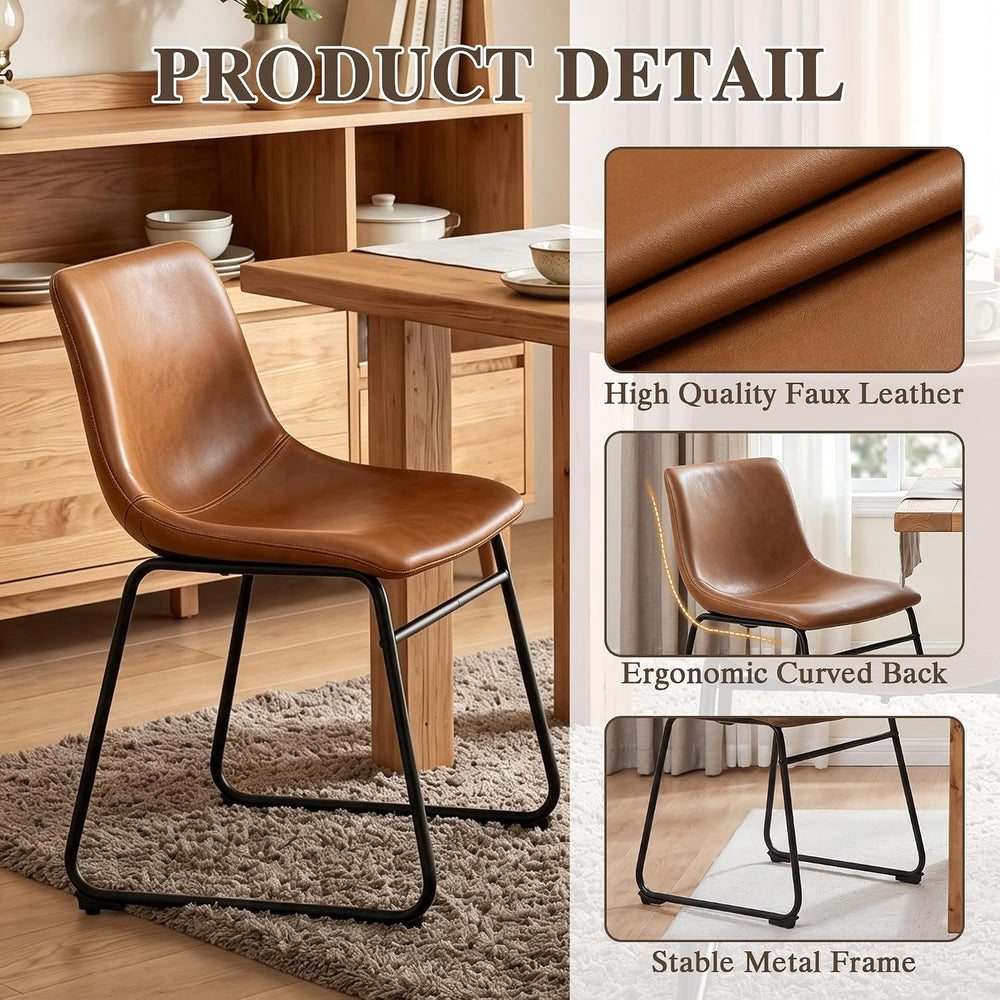GOTMINSI Dining Chairs Set of 2, 18 Inch Modern Dinner Chairs, PU Leather Arm...