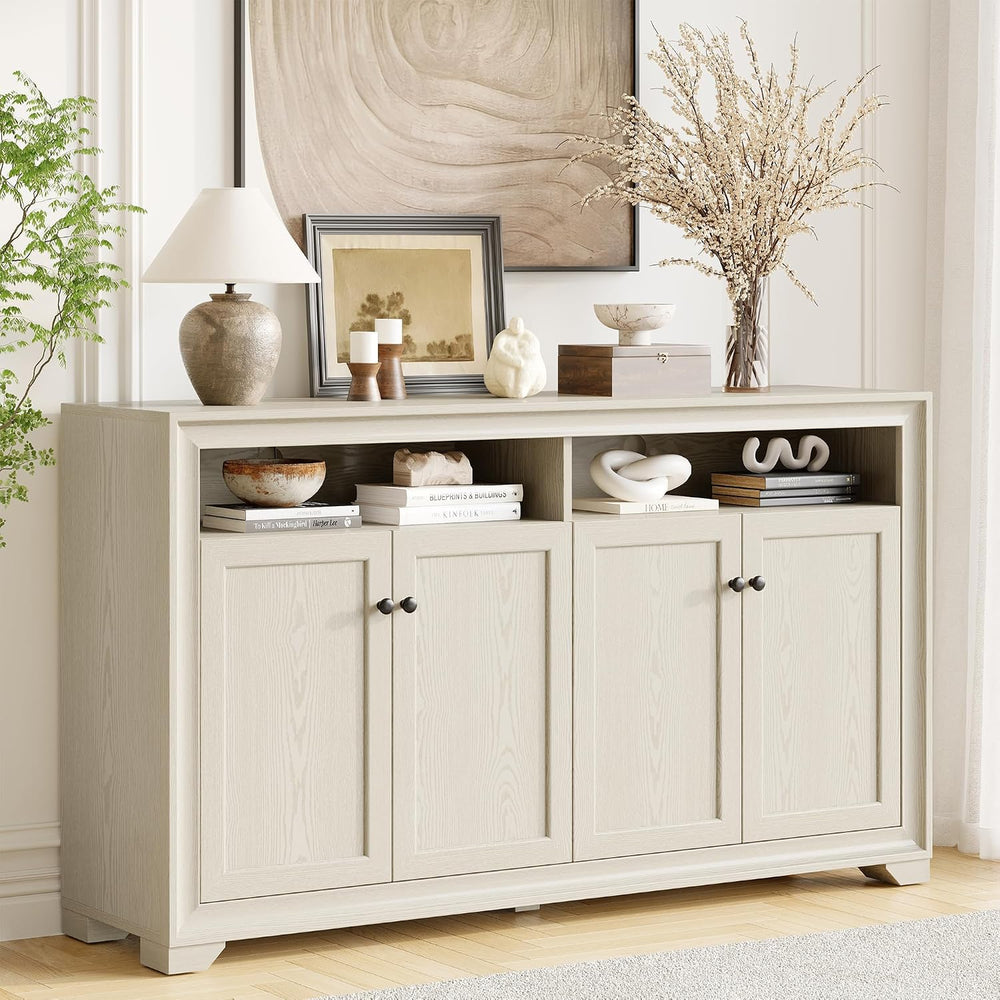 ONBRILL 60 Inches Sideboard Buffet Cabinet with Storage and 4 Doors, White