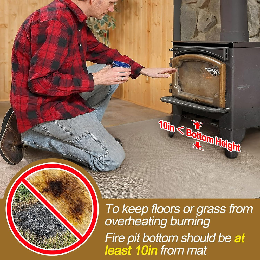 Fire Pit Mat, 37.8"x 39.4" Fireproof Blanket for Under Fire Pit, Camel