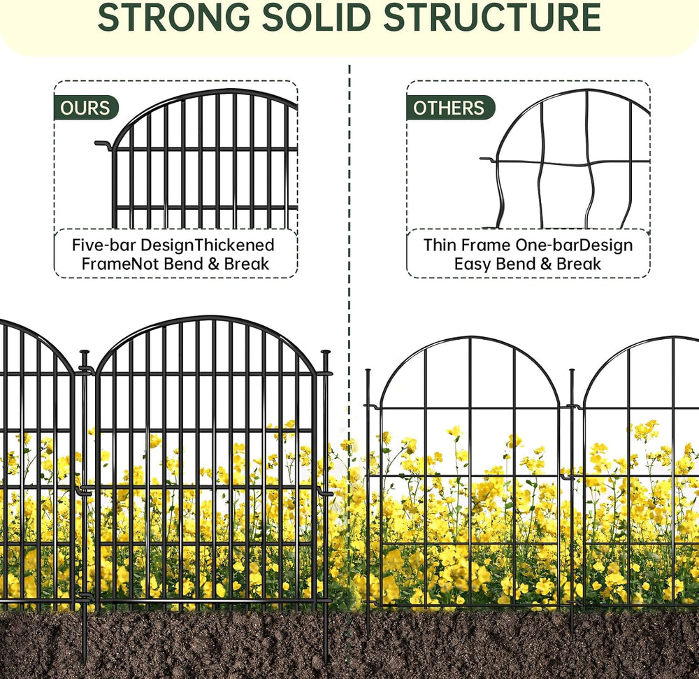 20 Panels No Dig Decorative Garden Fence, 33in(H) x 44ft(L) Animal Barrier, R...