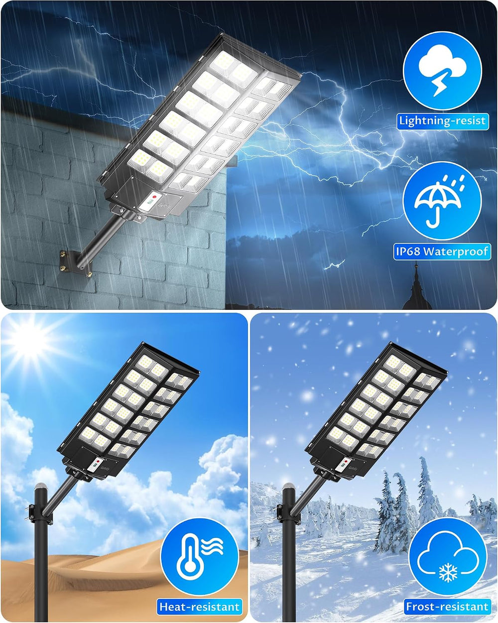 Gefolly SL-14000W Solar Street Lights Outdoor, Commercial Parking Lot Light