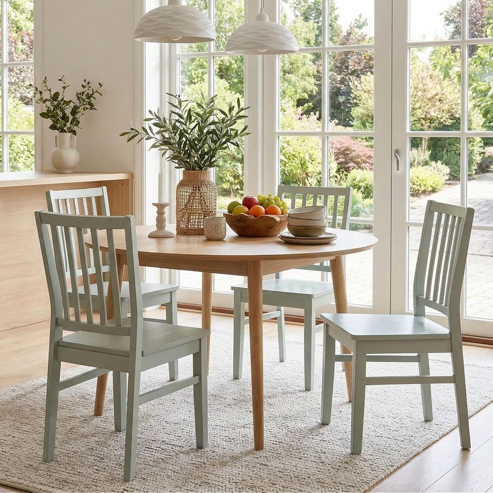 HNY Green Wood Dining Chairs Set of 8, Farmhouse Kitchen Chairs with High Bac...