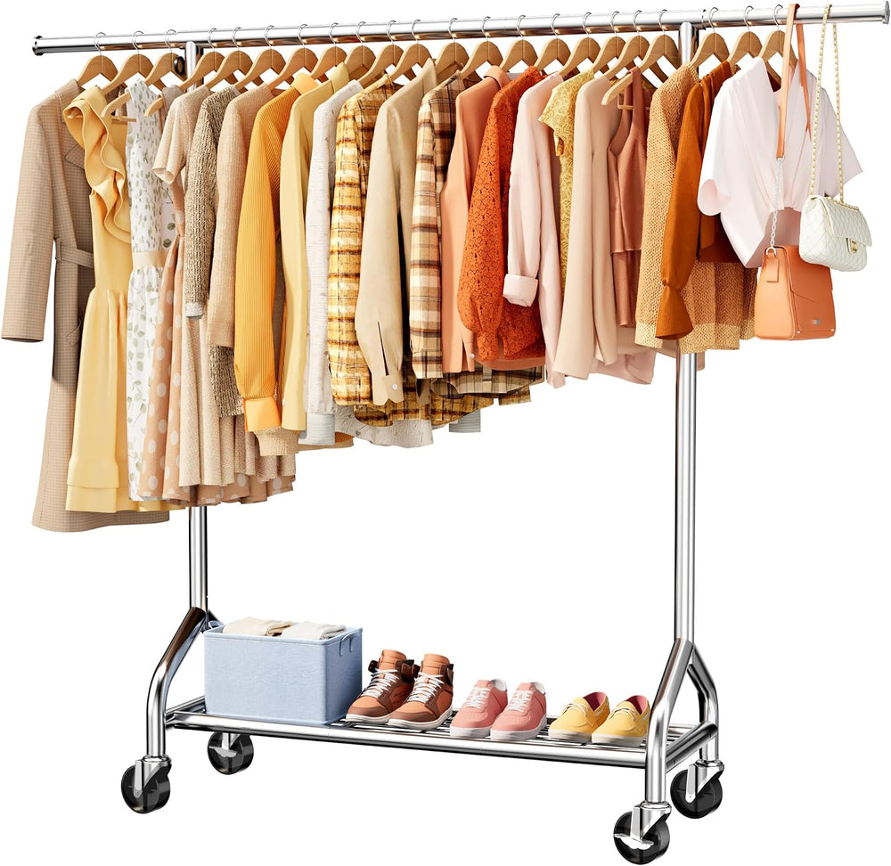 Sakugi Extendable 49.8-74.8" W Stainless Steel Clothes Rack, Silver