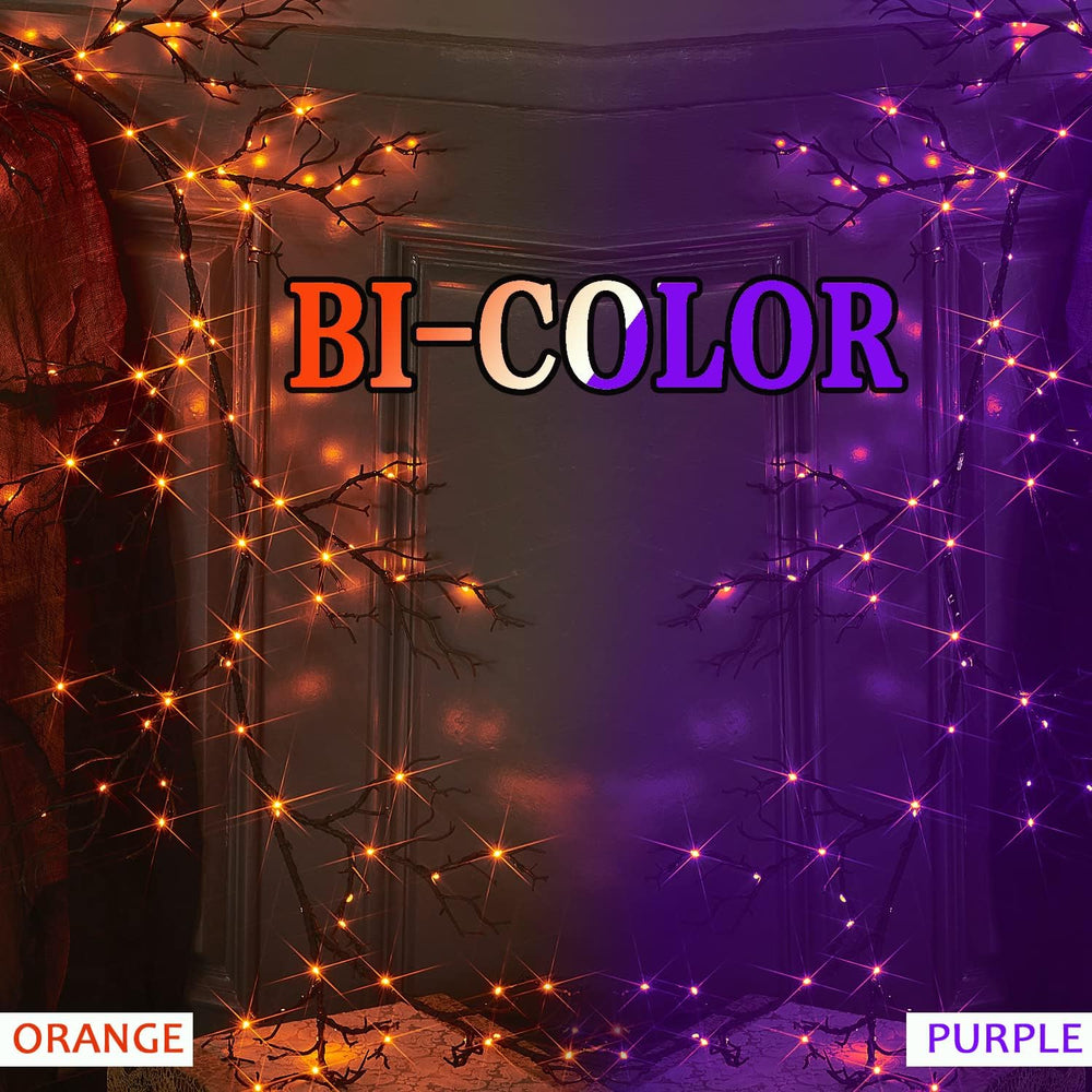 Fudios Lighted Halloween Garland with 120 Orange and Purple LED Fairy Lights ...