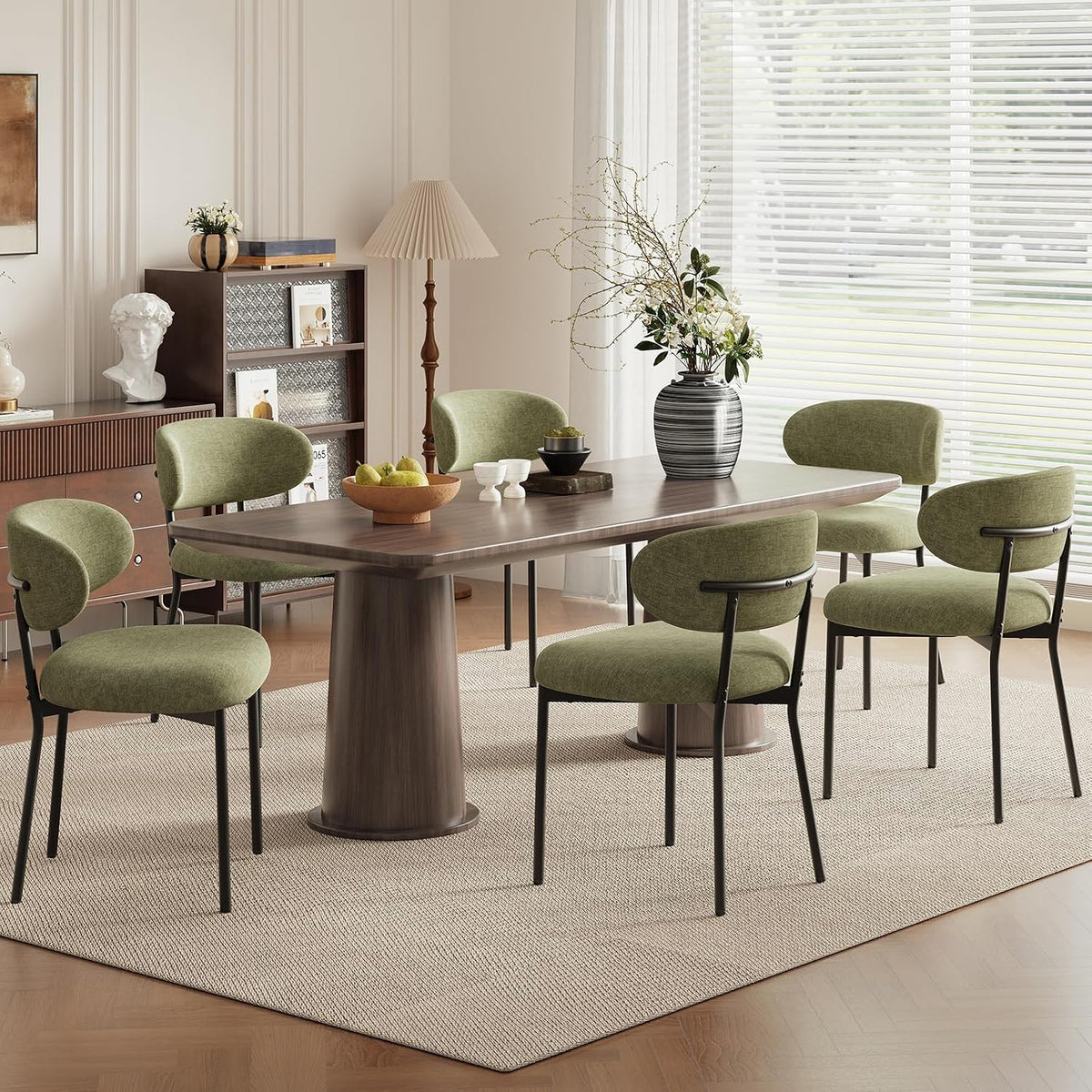 MALOL Dining Chairs Set of 6, Modern Fabric Dining Room Chairs, Green