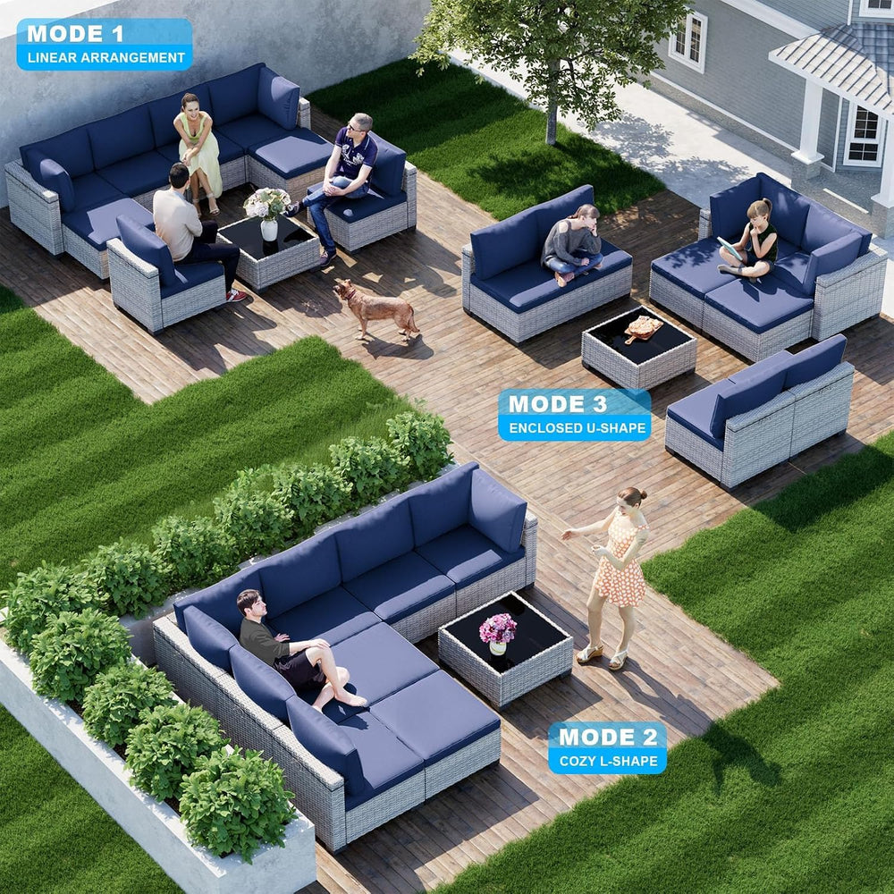 Outdoor PE Wicker Rattan Modular Patio Sectional Sofa Set