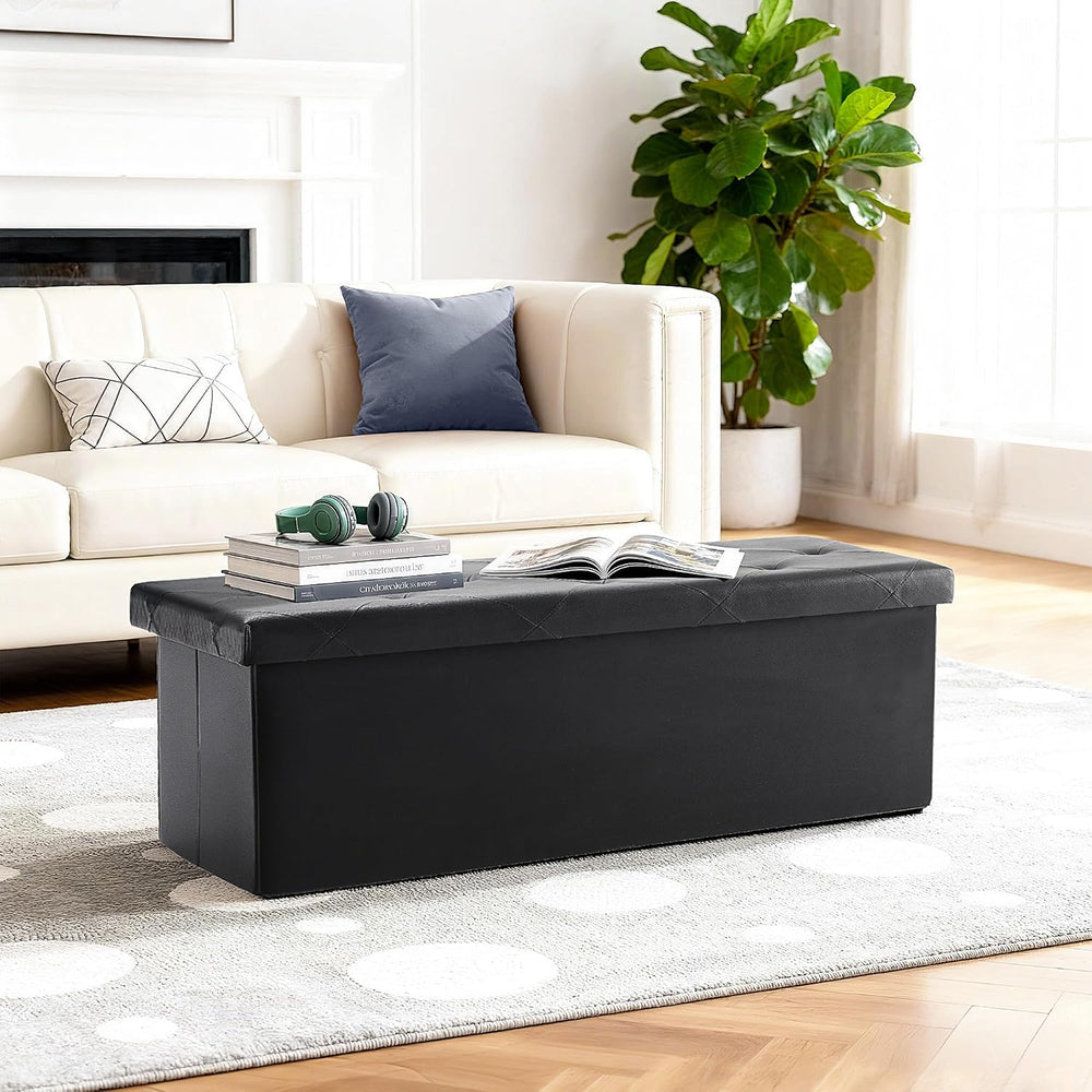 DUMOS 43 Inch Folding Storage Ottoman Bench, Large Ottoman with Storage