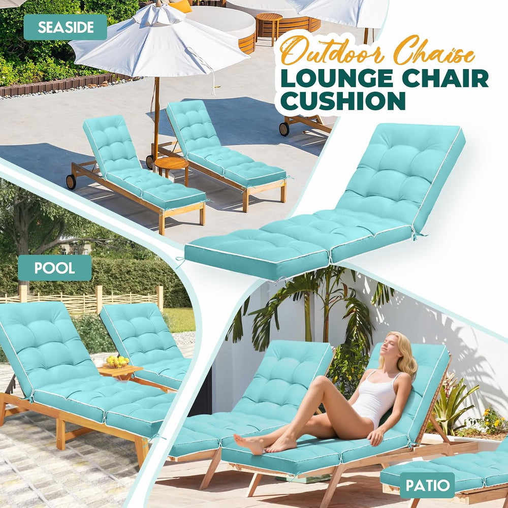 Outdoor Chaise Lounge Chair Cushion, Waterproof Non-Slip Patio Chaise Lounge ...