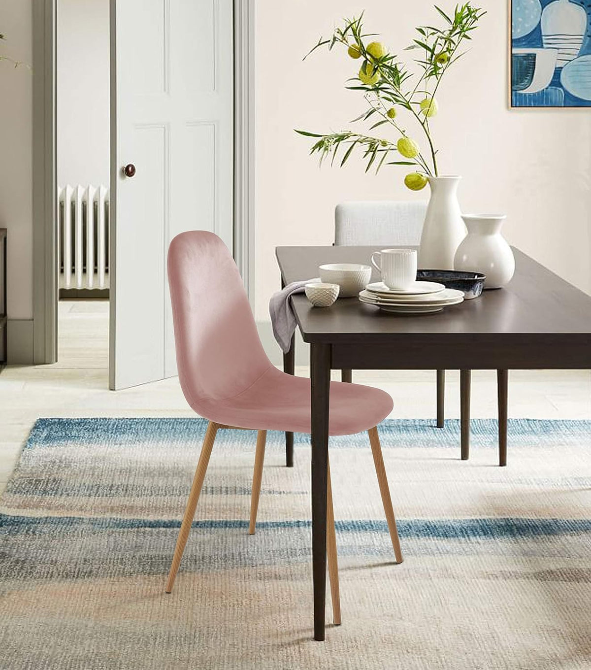 urban lifestyle velvet dining chairs, set of 2 shown in use