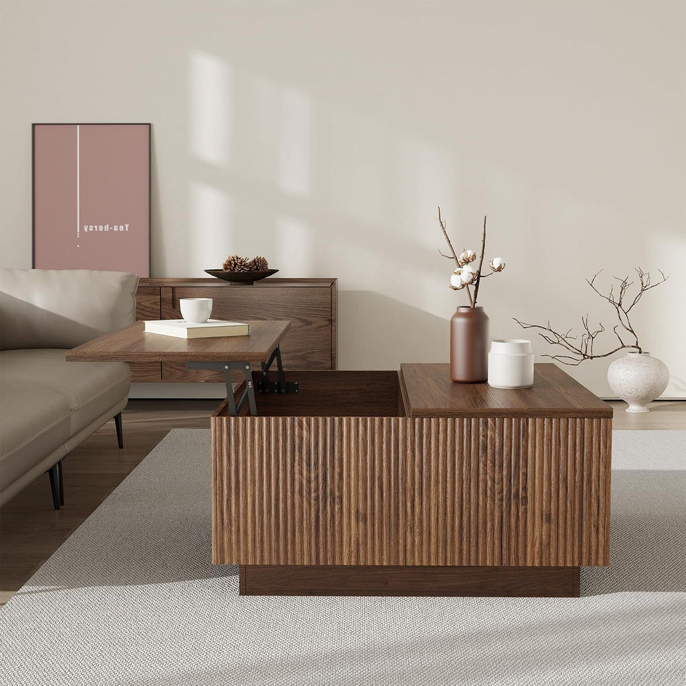 Epecoya 31'' Lift Top Coffee Table with Storage, Walnut Square Center...