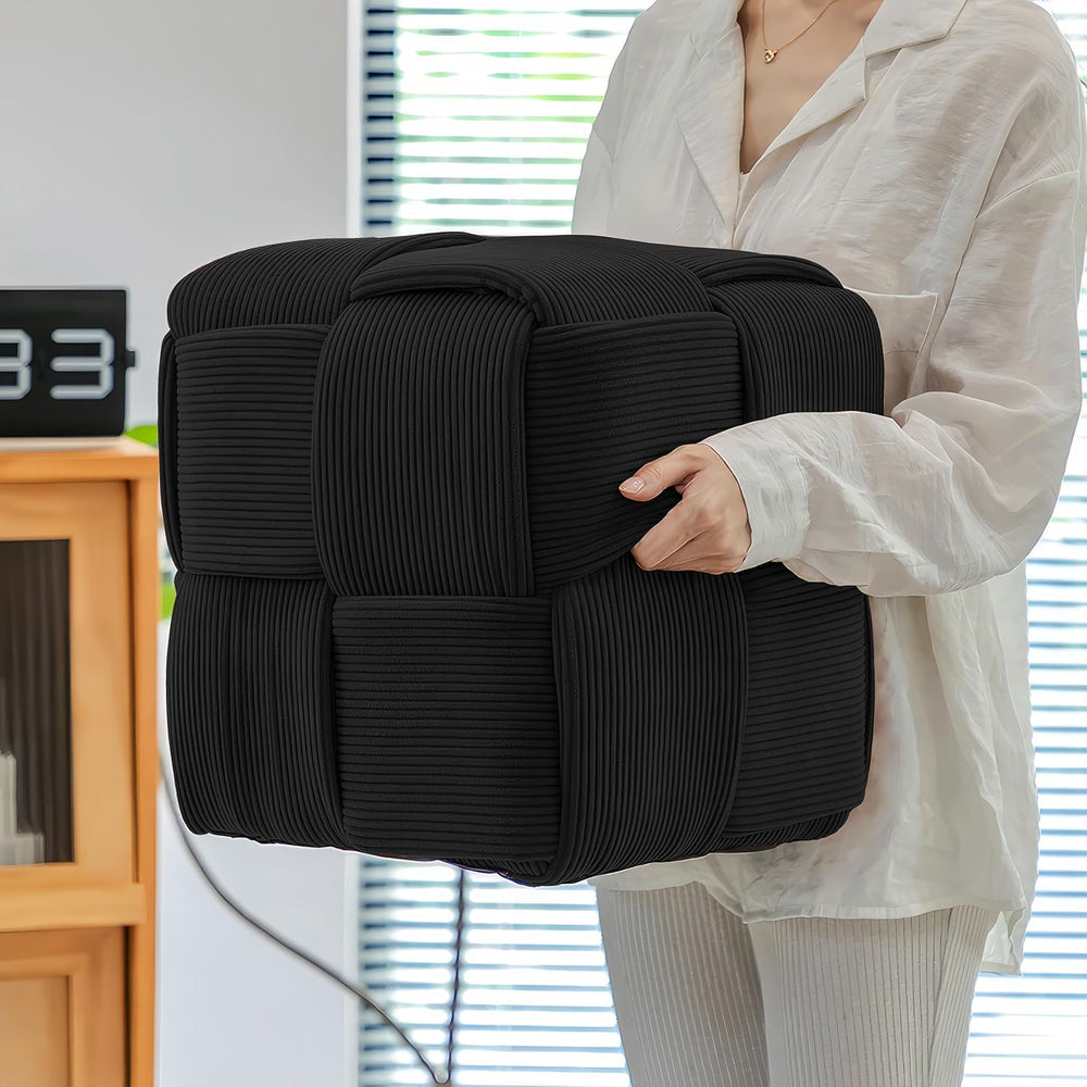 Cmishe 15" Square Woven Corduroy Ottoman Footrest - Modern Vanity Stool ...