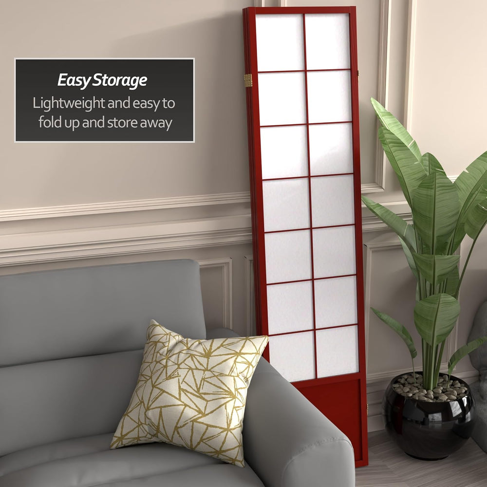 Red Lantern 6 ft. Tall Zen Shoji Screen - Rosewood - 3 Panels