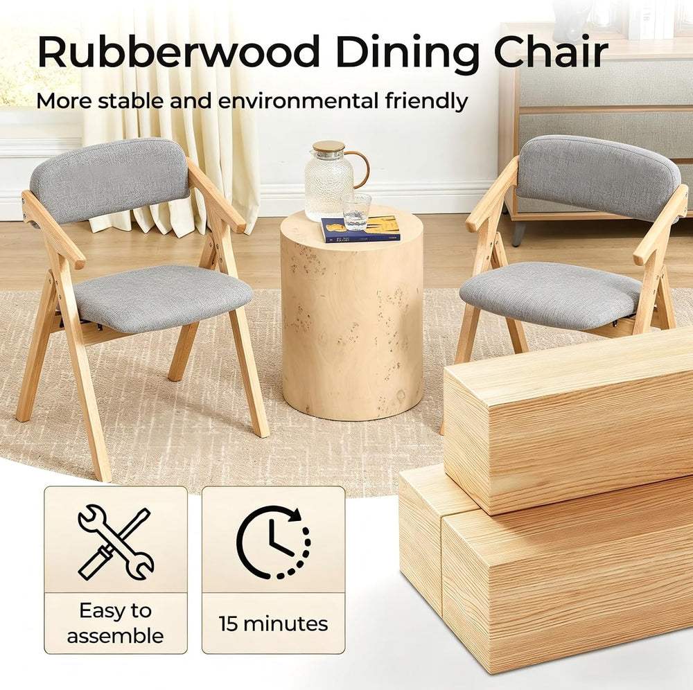 Grod Folding Dining Chairs, Padded Seat, Wooden Stackable,1PCS (Dark Gray)