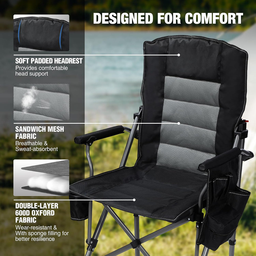 Extra Tall Folding Chairs for Adults 330lbs with Adjustable Backrest, Portabl...