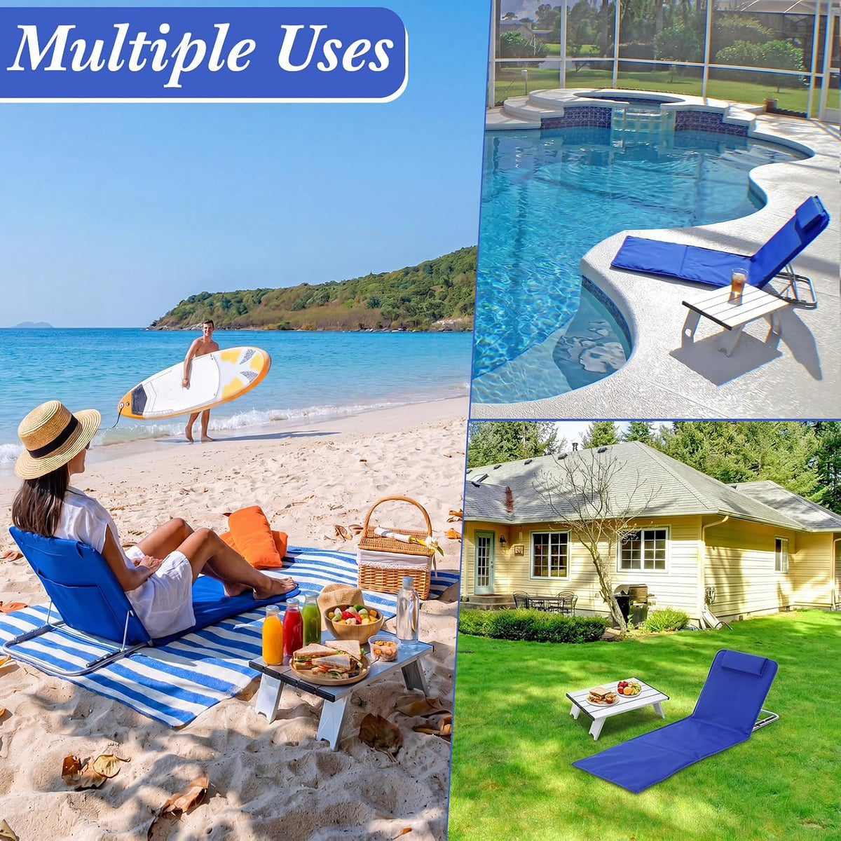 beeveer 3 pcs beach lounge chaise chair with, package contents