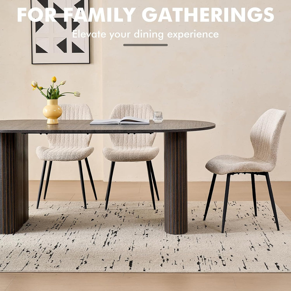 70.8" Oval Dining Table for 4 6 Person, Black