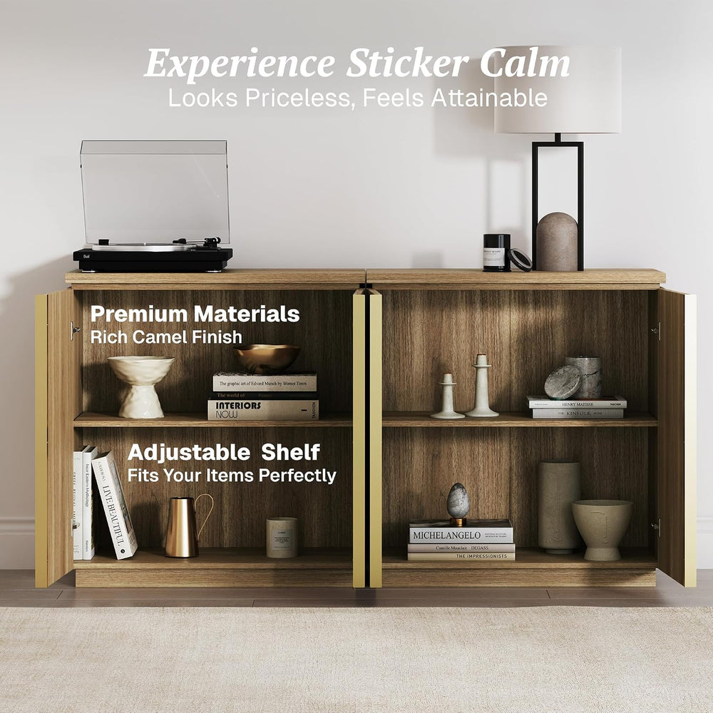 BELLEZE 31" Kassi Sideboard Buffet Cabinet - Camel