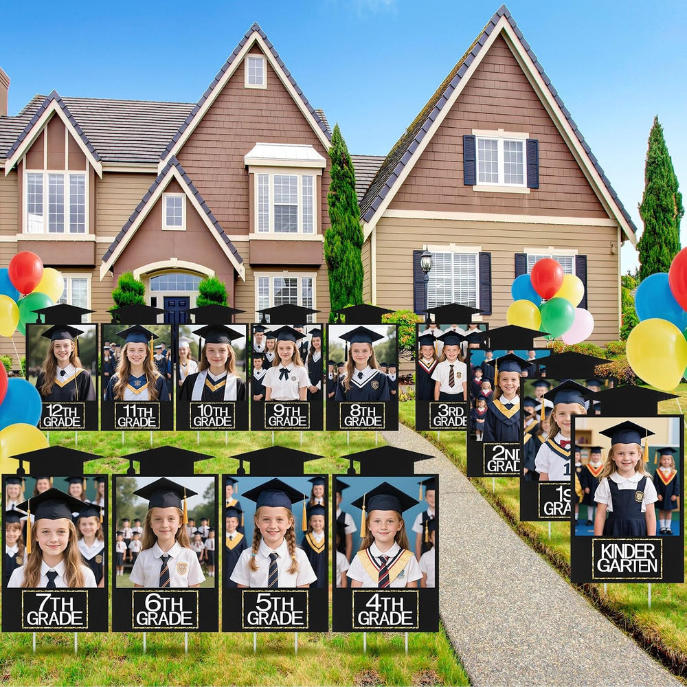 Briwooody 13 Pcs K-12 Graduation Yard Signs 2026 Photo Stakes,Black