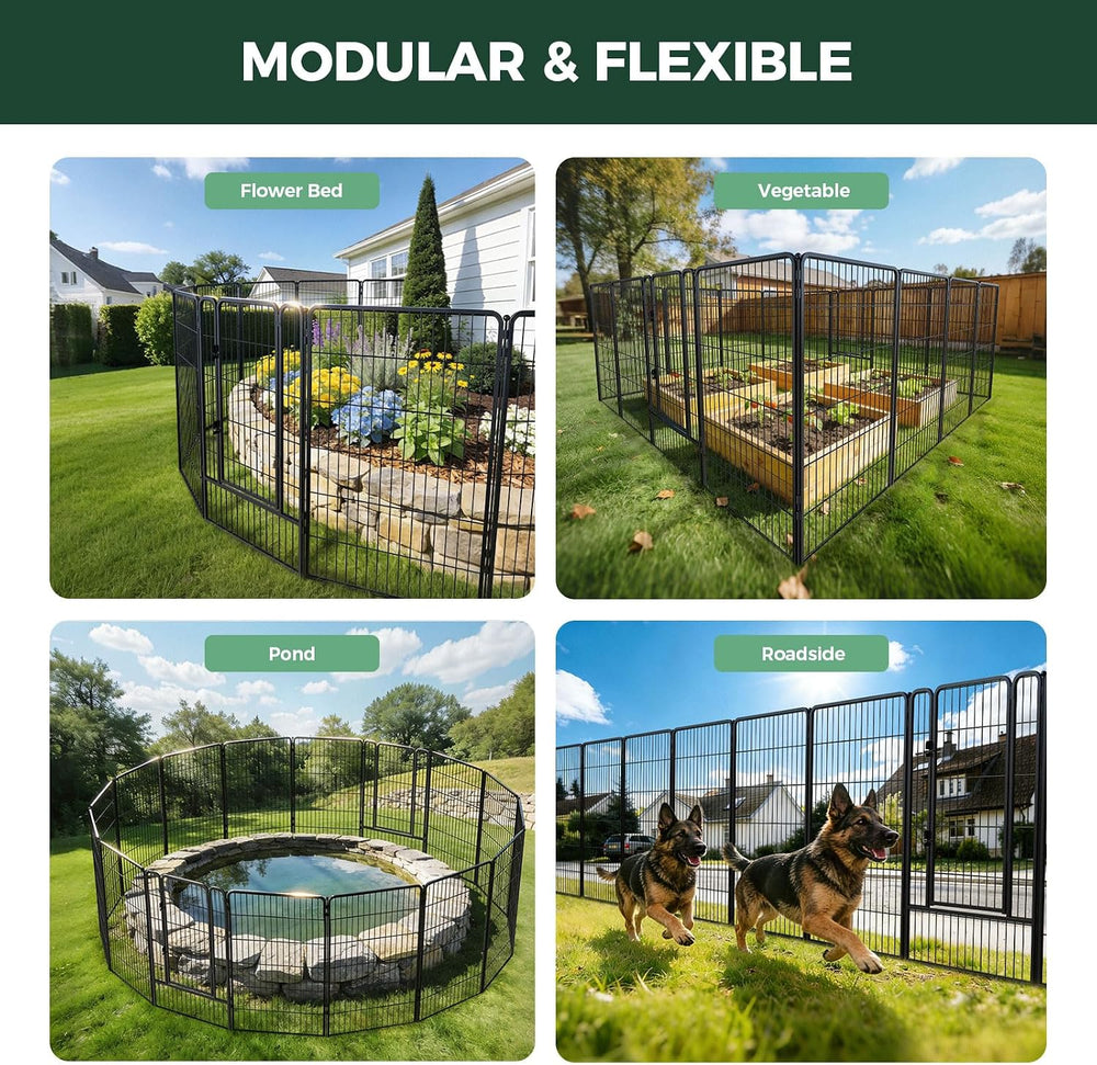 FXW No Dig Garden Fence, Outdoor for Yard, 45in(H) x 36.4ft(L), 16 Panels
