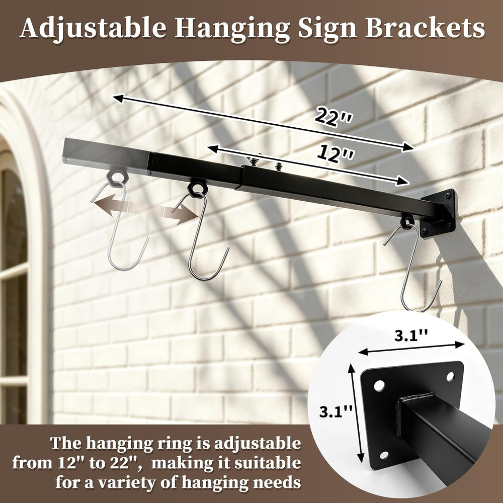 Hanging Sign Bracket 18.9-27.5Inch Adjustable Metal Wall Sign Hanger Holder