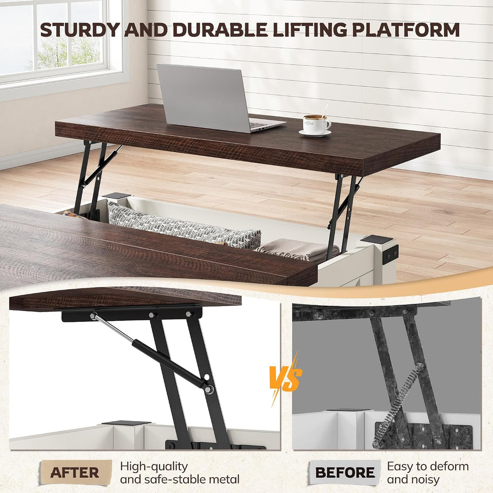 EnHomee Lift Top Coffee Table with Storage, 35.7" W Square Coffee Tables...