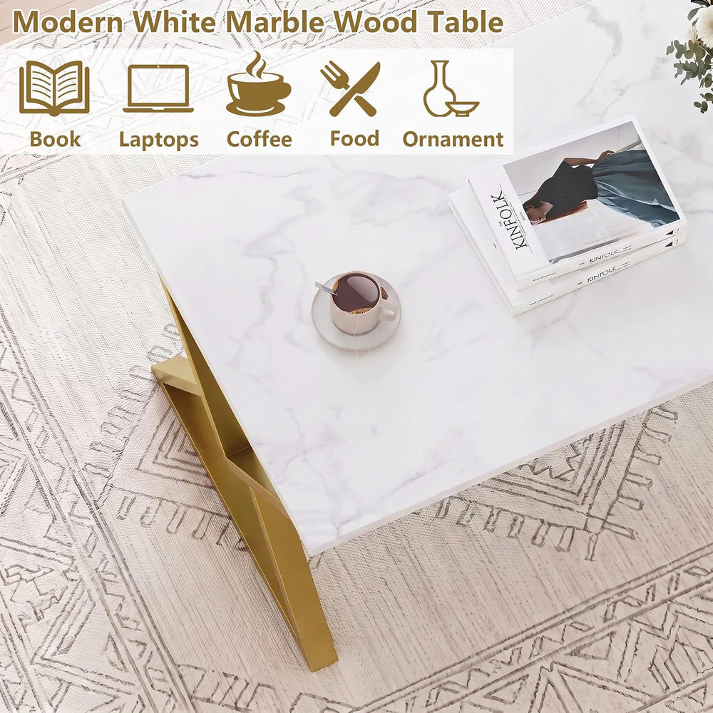 Coffee Tables for Living Room, Marble Coffee Table Modern White