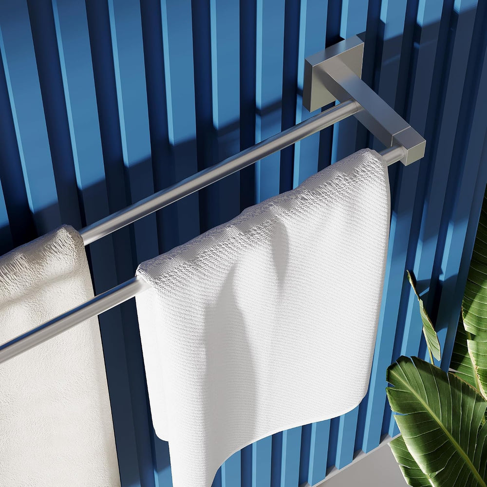 RUACQ Double Towel Bar 24" Towel Racks for Bathroom Wall Brushed Nickel