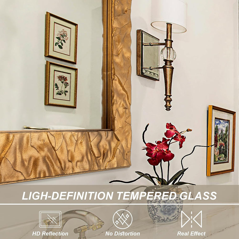 Chende 49" x 33" Rectangular Decorative Wall Mirror with Wood Frame