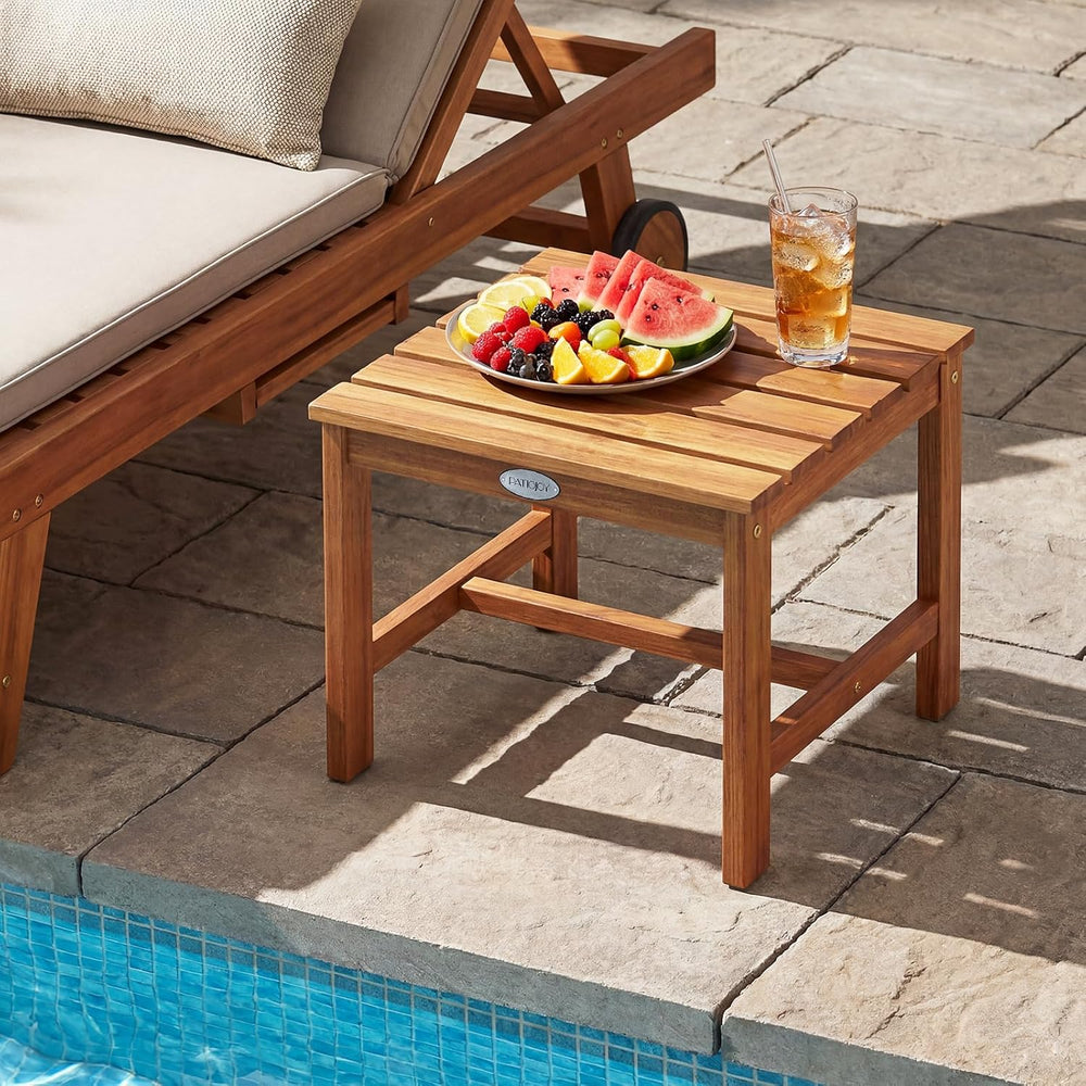 Tangkula 17" Square Acacia Wood Side Table, Natural