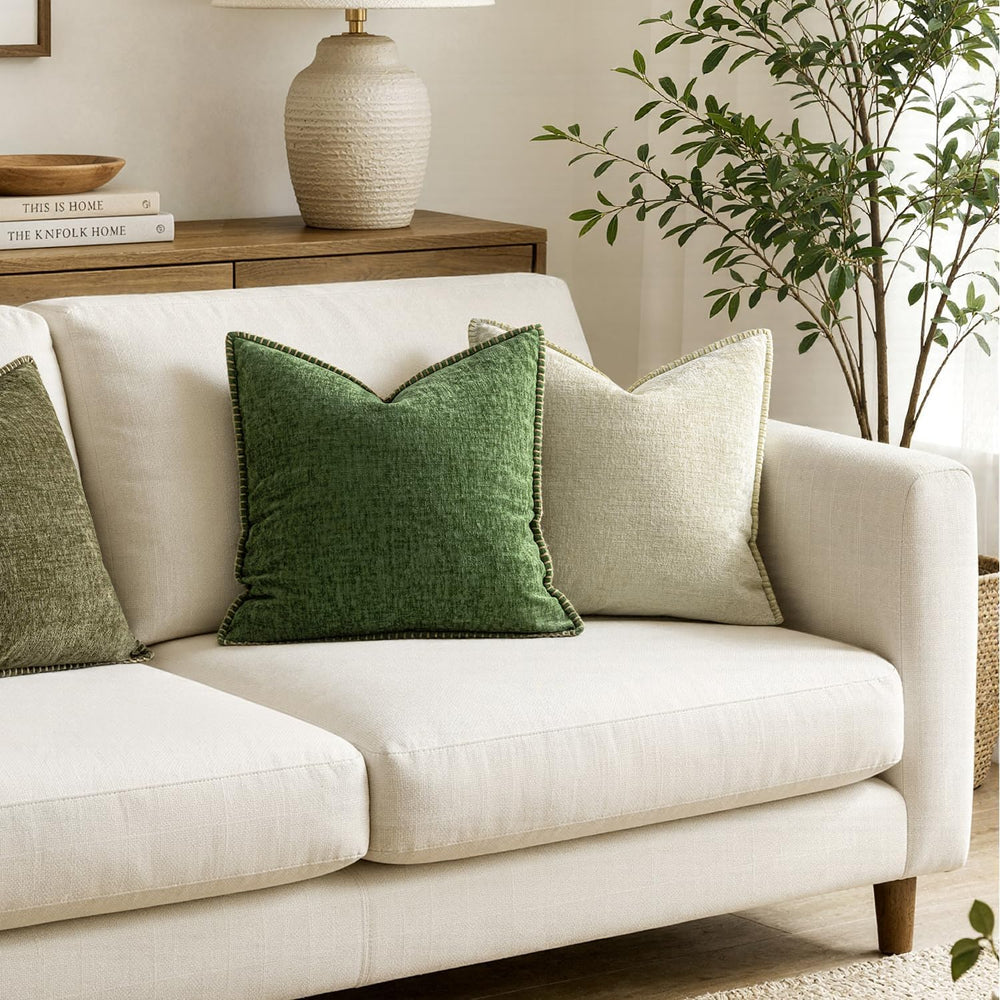 MIULEE Christmas Decorative Euro Sham Pillow Covers 24x24 Inch Forest Green