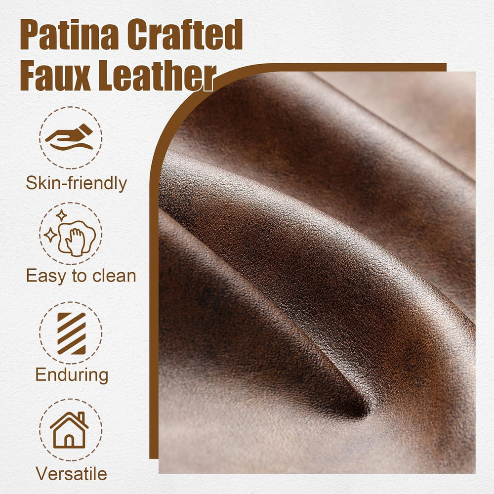 PrimeZone Faux Leather Mid-Century Modern Accent Chair Set of 3, Brown