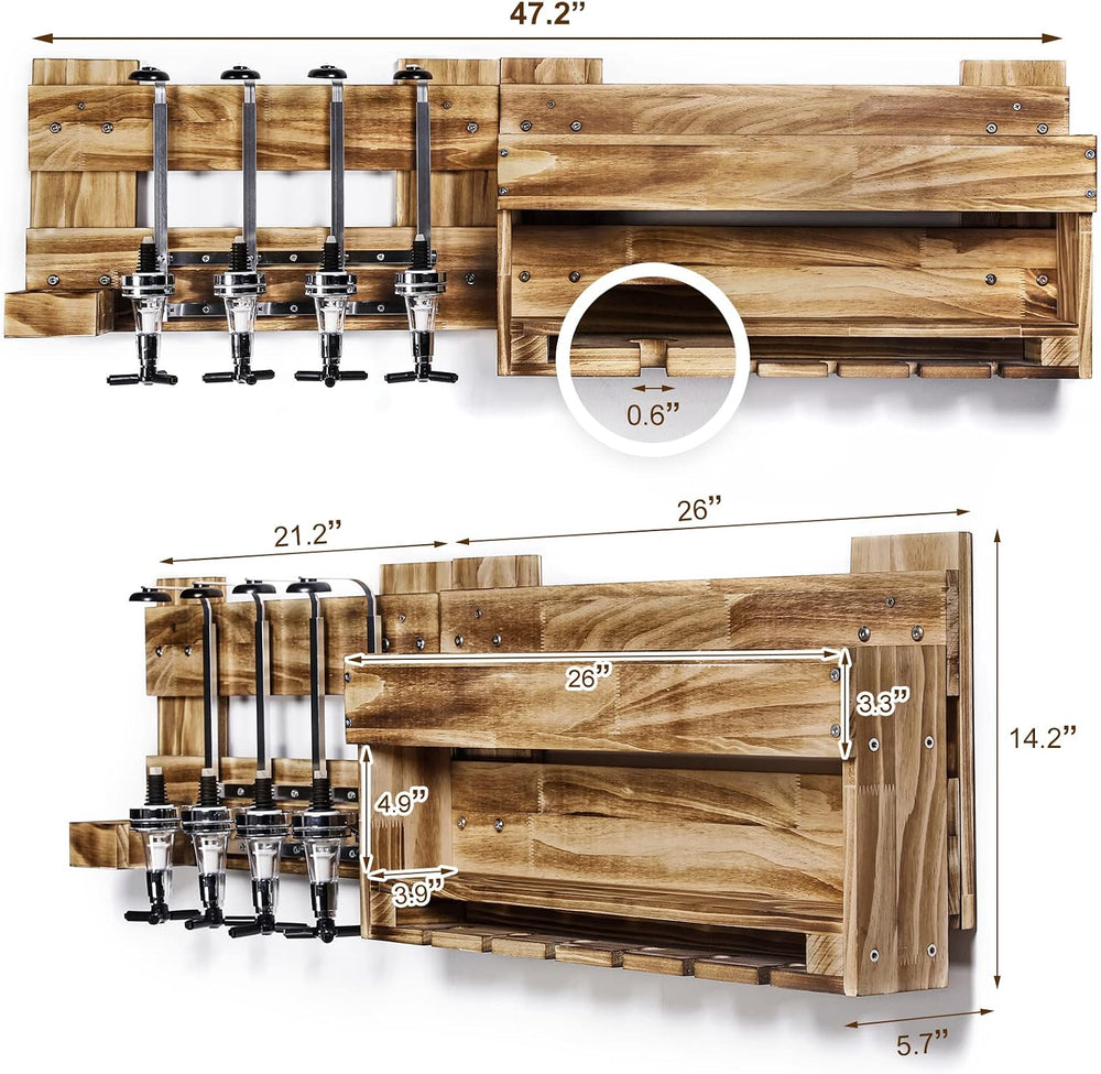 Homde Wine Rack Wall Mounted: Alcohol Shelf with 4-Bottle Liquor Dispenser