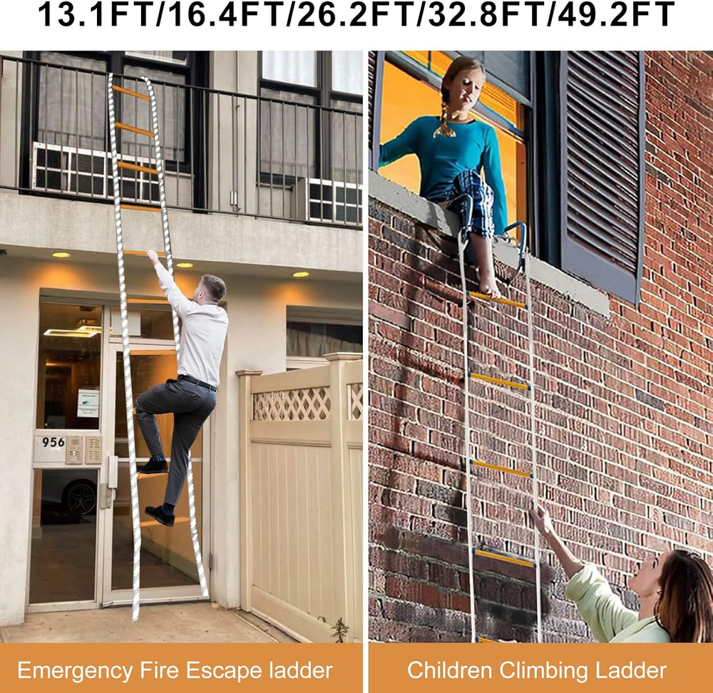 Rope Ladder,65 Feet Emergency Fire Escape Ladders Flame Resistant Safety Rope...