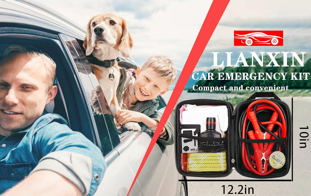 Car Roadside Emergency Kit with Jumper Cables Headlamp Car Safety Kits