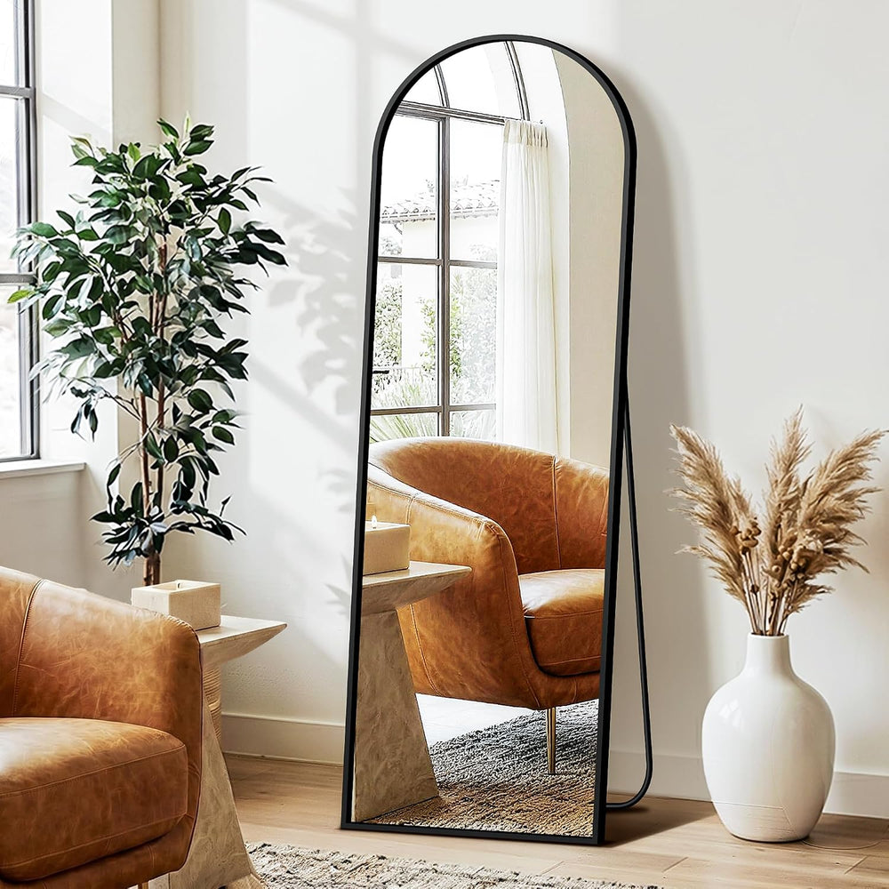 Arched Full Length Mirror with Stand, 56"x15" Full Body Floor Mirro...