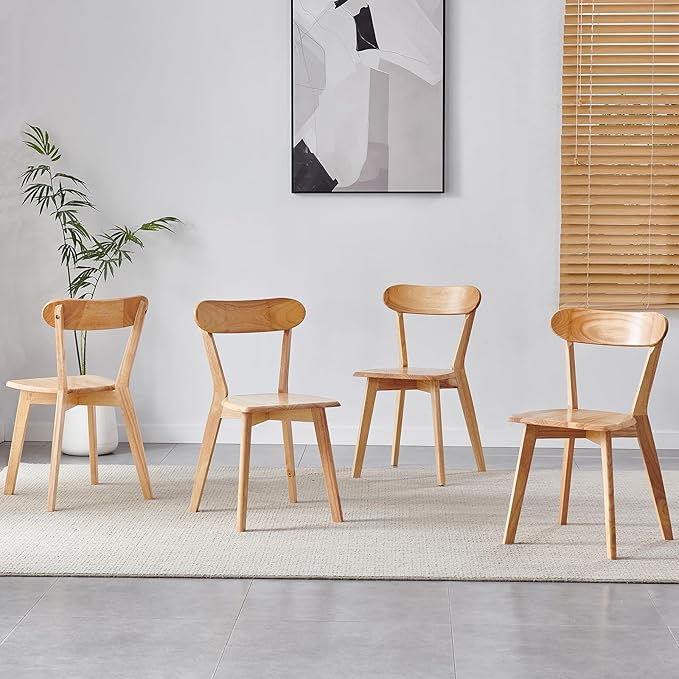 Wood Louis Dining Chairs Set of 4 Home Kitchen Modern Kitchen Chairs 100% Natural Solid Wood