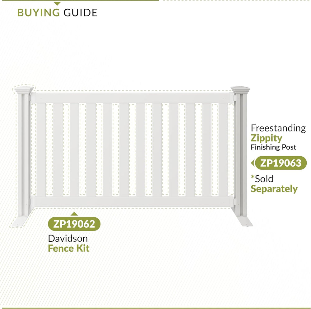 Zippity Davidson Portable Event Fence, White Vinyl Freestanding Kit