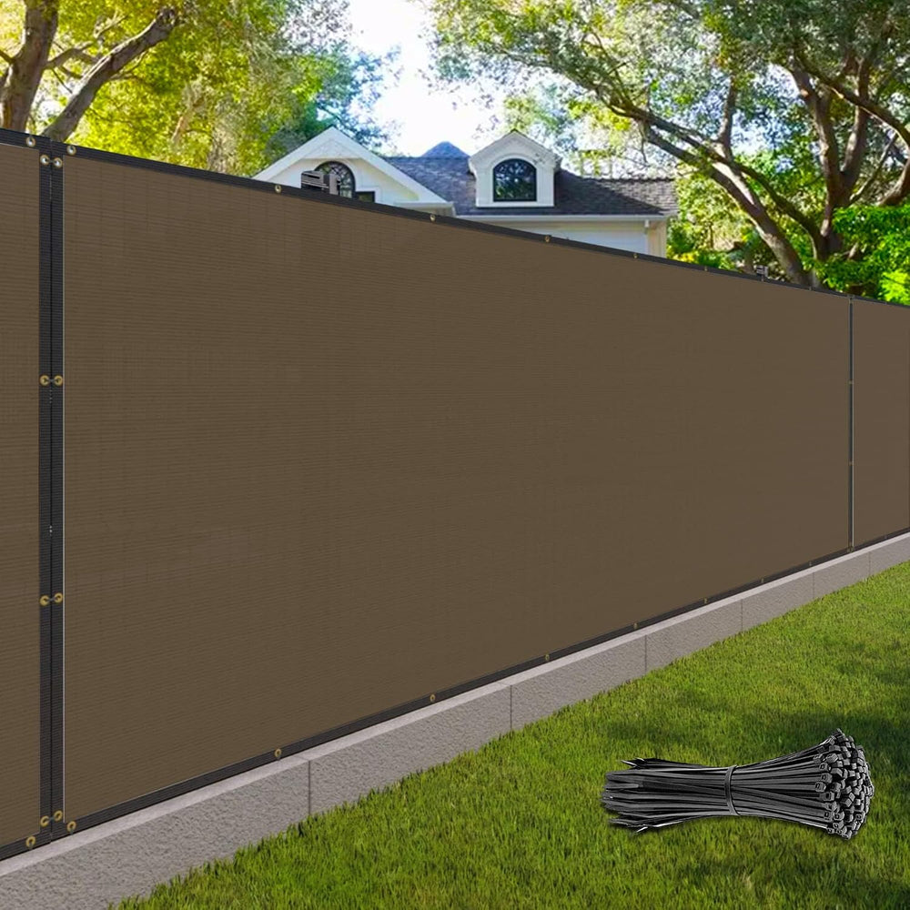 7' x 11' Brown Fence Privacy Screen Commercial Grade Heavy Duty Black...