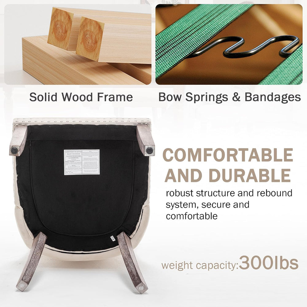 Velvet Dining Chair, Single Beige Dinig Accent Chair