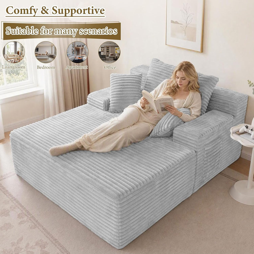 65" Oversized Boneless Chaise Lounge Chair, Cloud Reading Chair