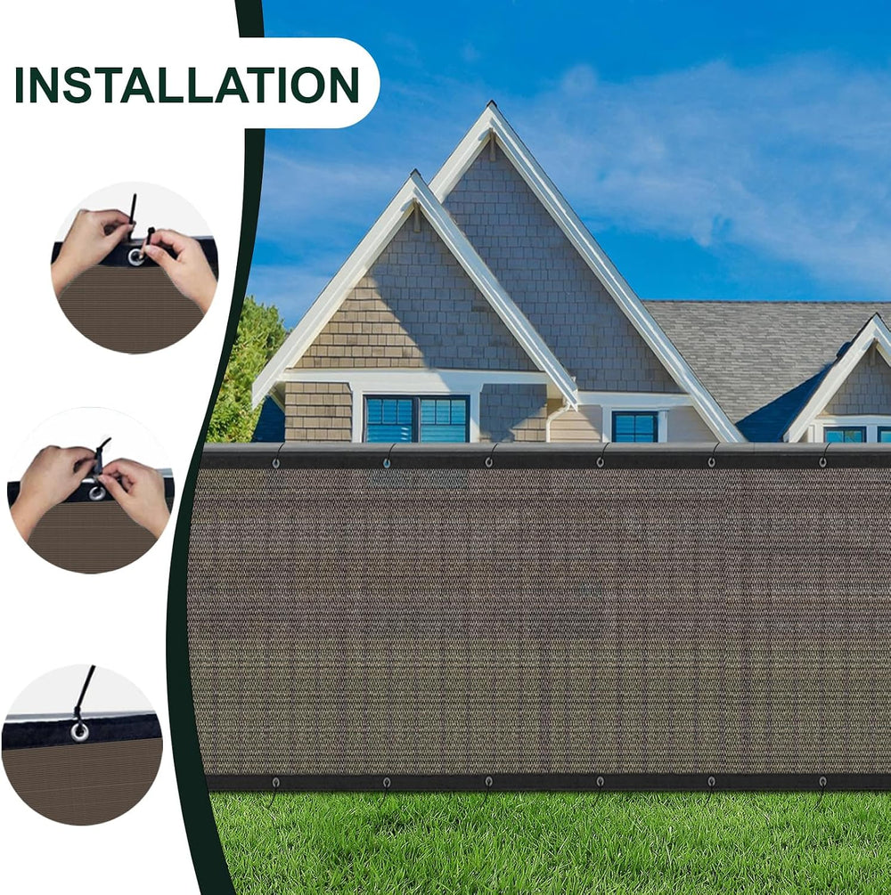 SUNLAX Privacy Fence Screen 3/4/5/6/8FT Heavy Duty Mesh Fence Net Cover with ...