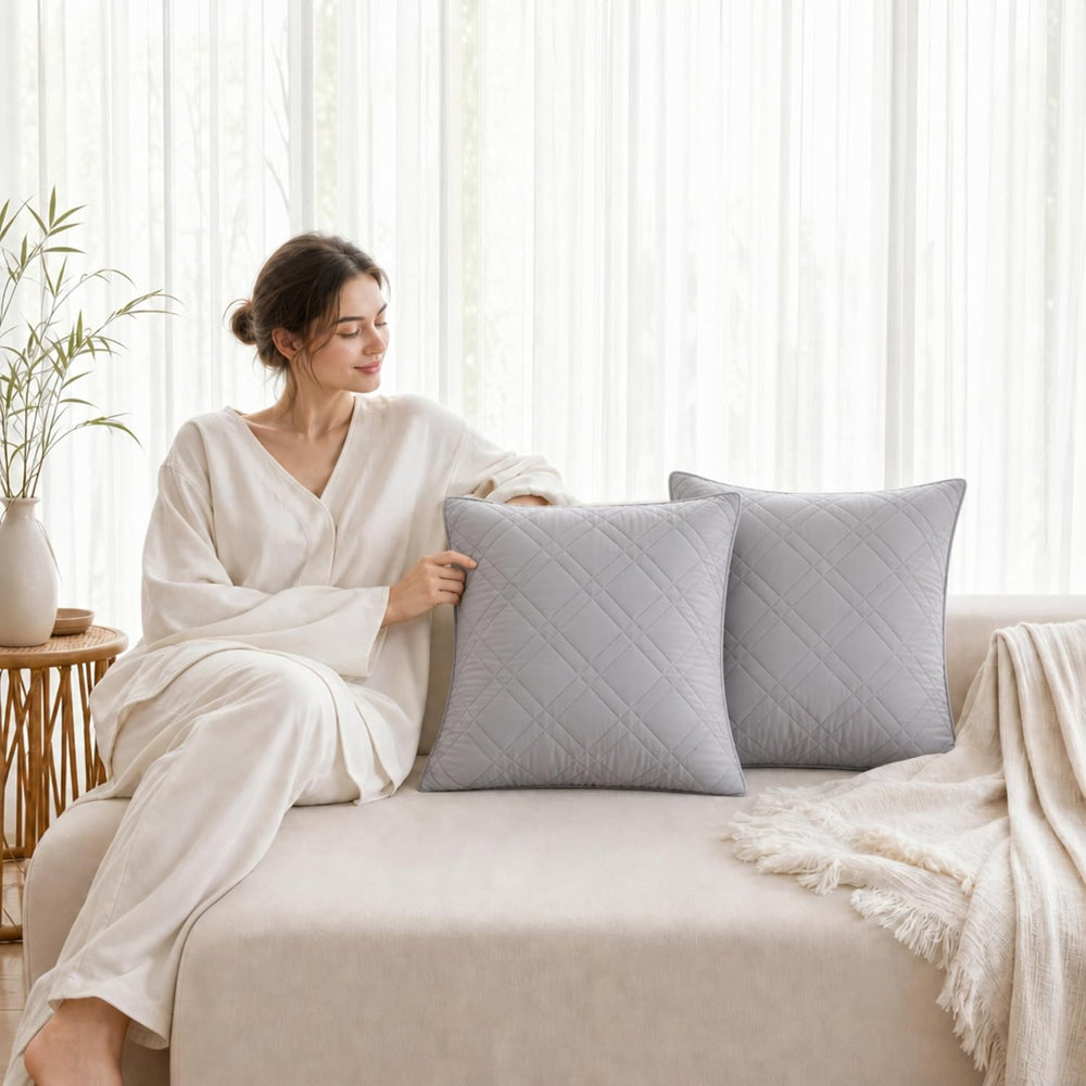 Simple&Opulence 100% Viscose Derived from Bamboo Euro Sham Covers 24x24, ...