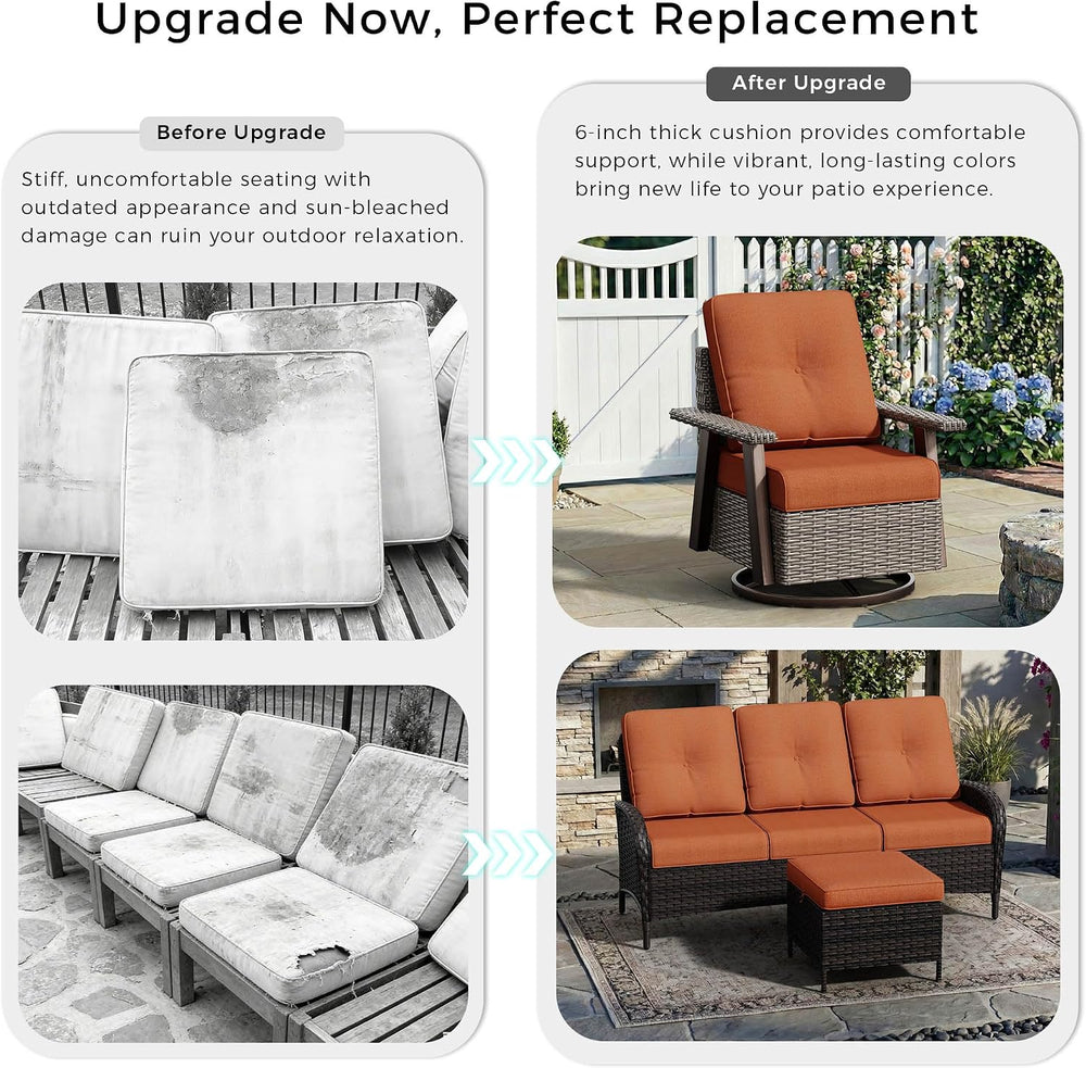 Patio Furniture Cushions Set, 22x25/22x24 Inch Outdoor Deep Seat Chair Cushio...