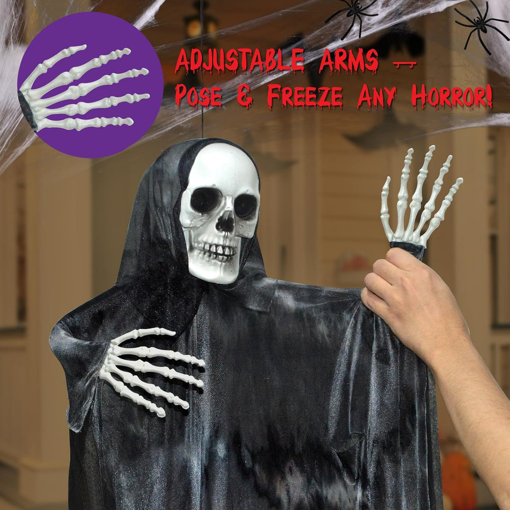 3 Pack Halloween Hanging Skeletons Witch Decorations Outdoor Indoor Decor